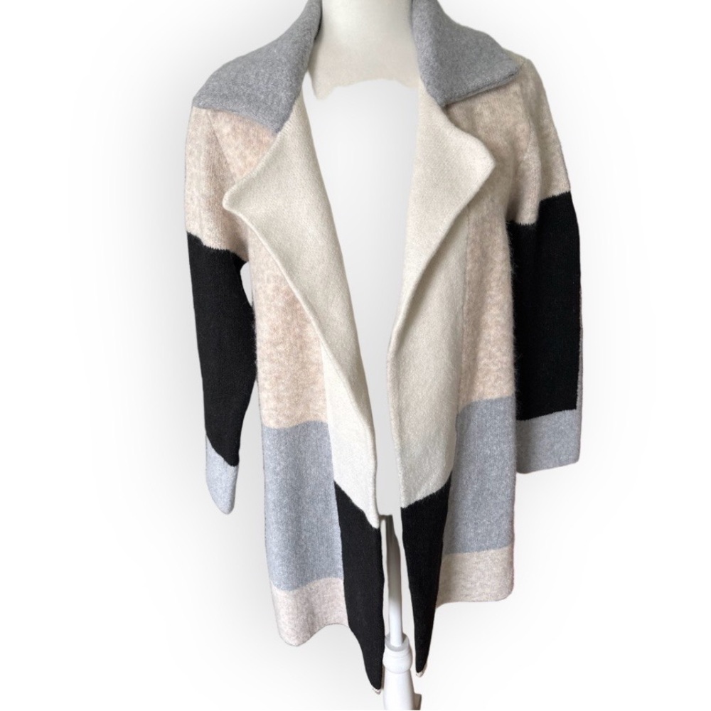 Papa Vancouver Color Block Open Front Cardigan Jacket Size S/M Boho Lagenlook